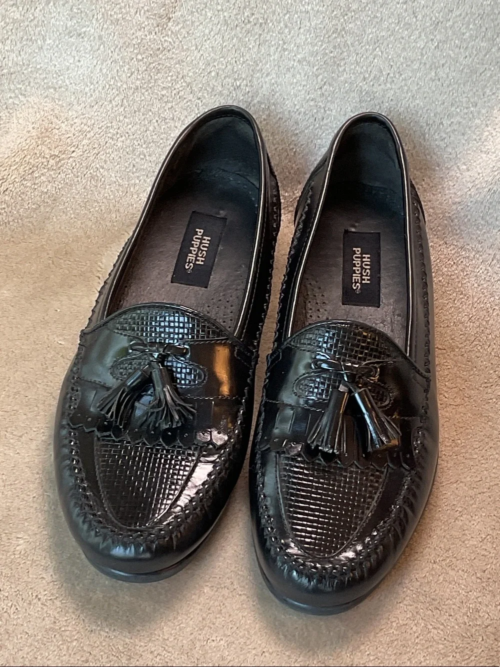 Hush Puppies Men’s Black Patent Tassel Loafers Size 10 E